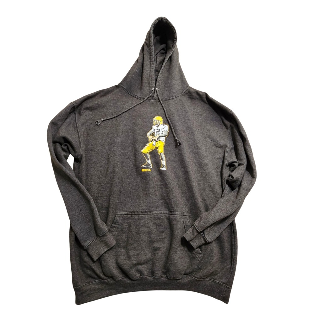 BreakingT Aaron Rodgers Hoodie Mens XL Charcoal Grey NFLPA Graphic Sweatshirt